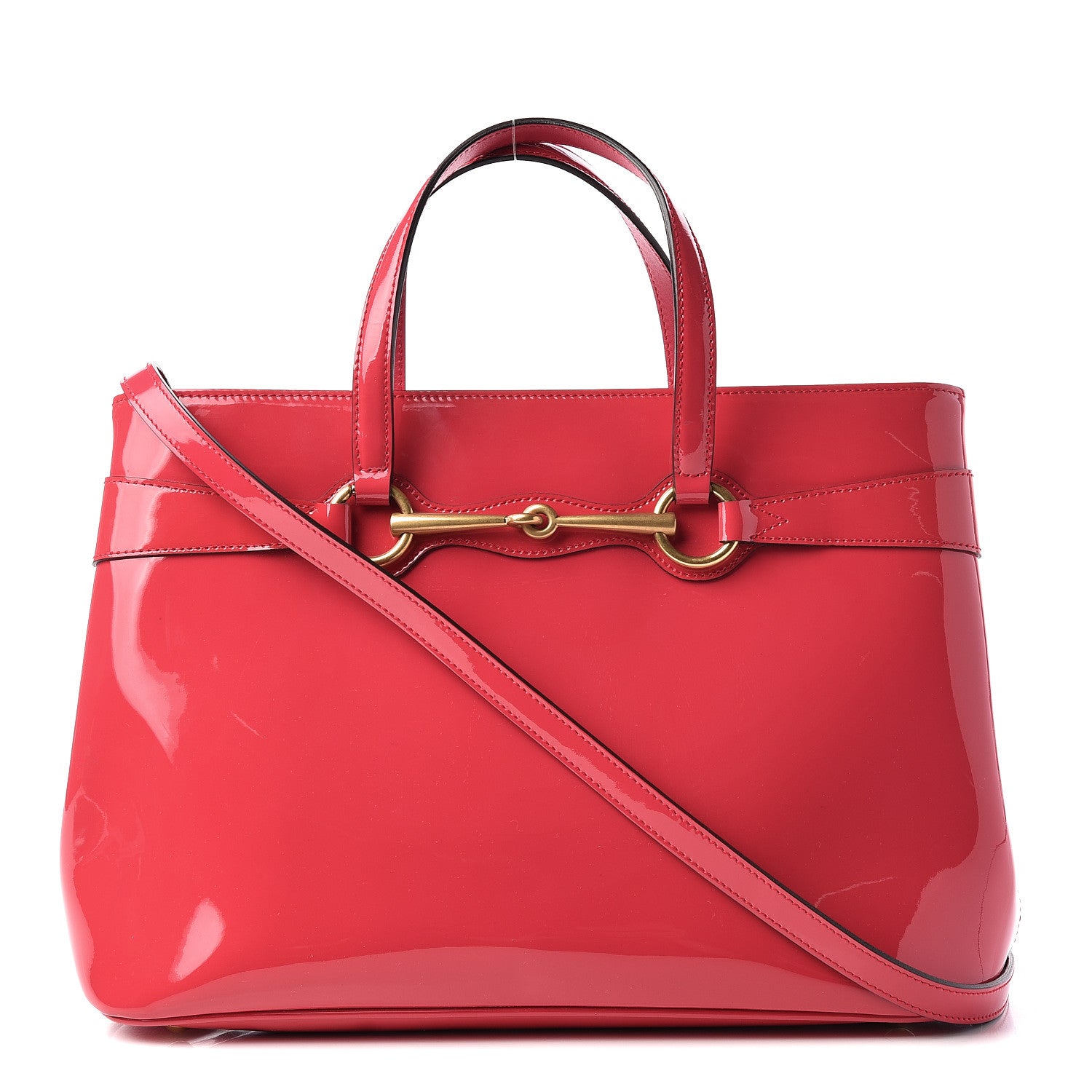 Gucci Patent Medium Bright Bit Top Handle Tote Shocking Pink 1 of 12