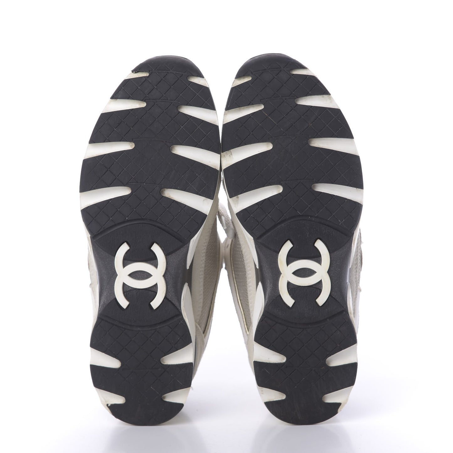 Suede Calfskin CC Sneakers 37.5 Beige Gold