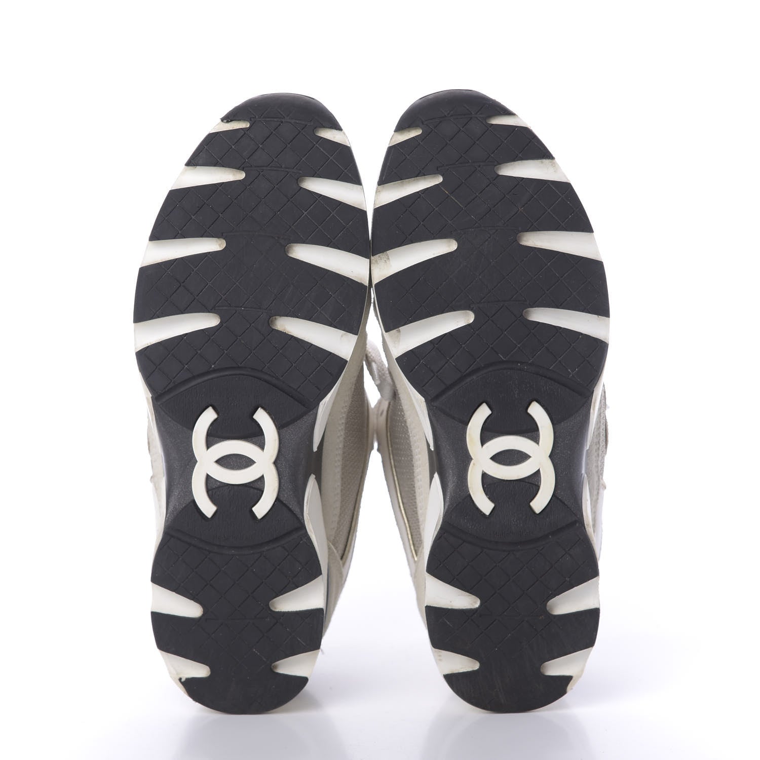 Chanel Suede Calfskin CC Sneakers 37.5 Beige Gold 6 of 12