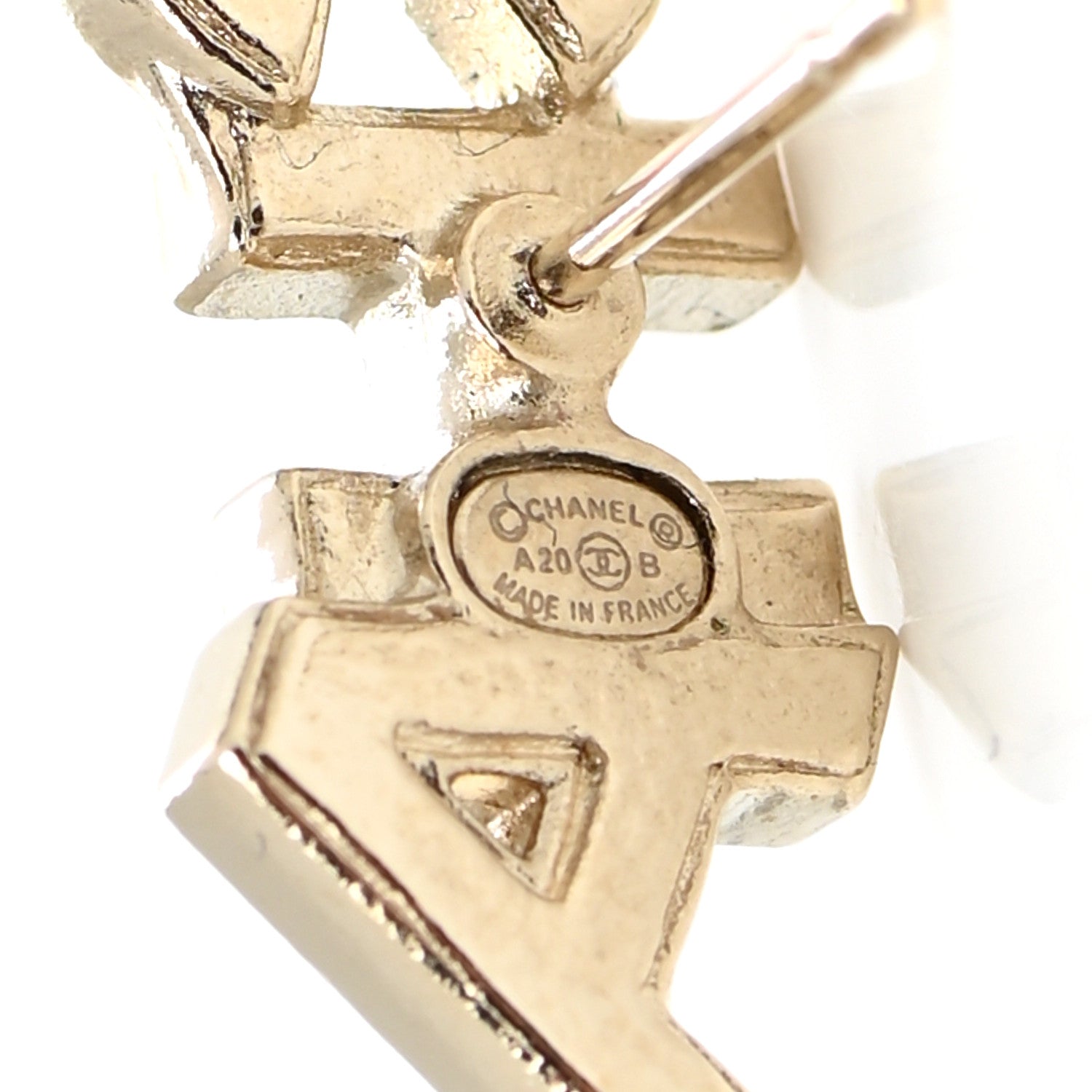 Chanel Crystal Pearl Signature Stud Earrings Gold 4 of 5