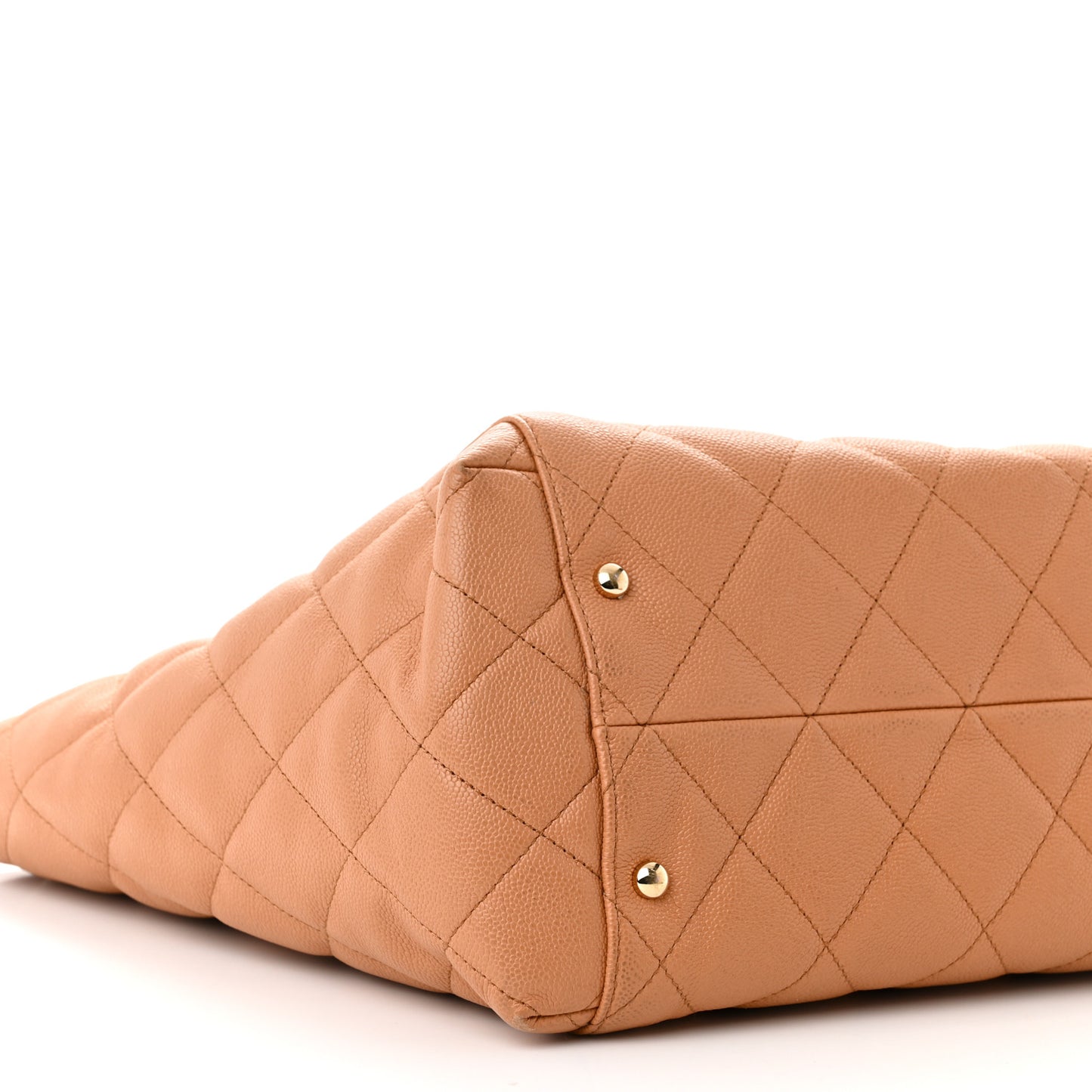 Caviar Quilted Large Shopping Tote Dark Beige