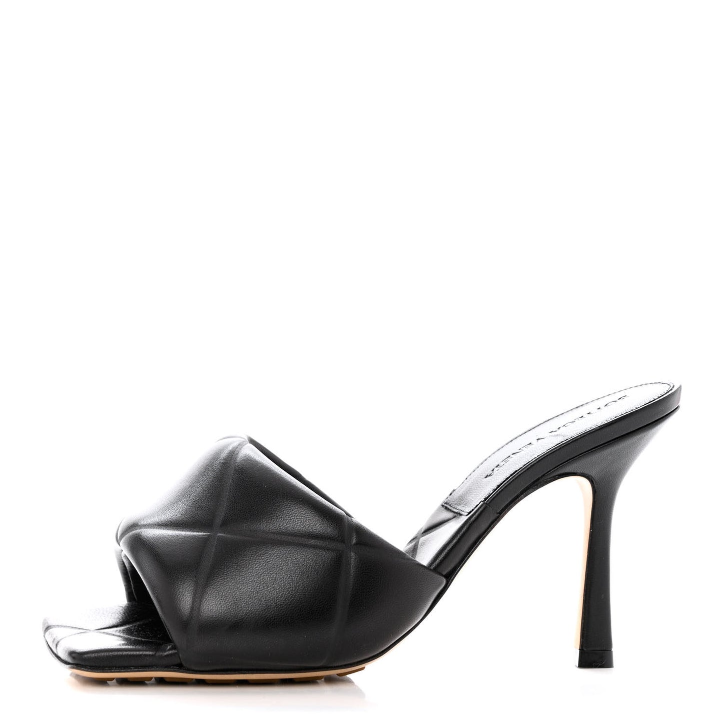 Nappa Quilted Rubber Lido Mule Sandals 36 Black