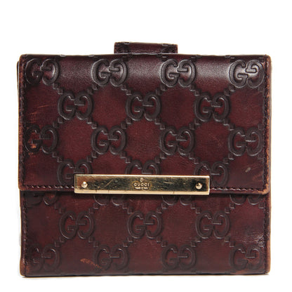 Gucci Guccissima Metal Bar French Flap Wallet Dark Chocolate 1 of 8