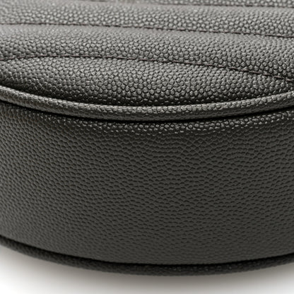 Saint Laurent Grain De Poudre Matelasse Chevron Quilted Round Vinyle Camera Bag Pebble 9 of 9