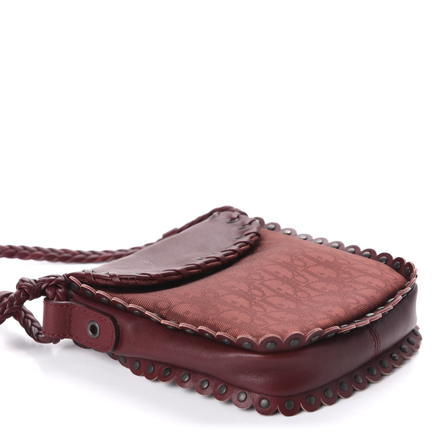 Christian Dior Monogram Braided Crossbody Bag Burgundy 4 of 10