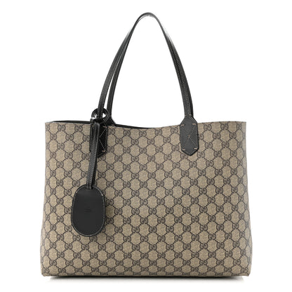 Gucci Calfskin GG Supreme Monogram Medium Reversible Tote Black 1 of 20