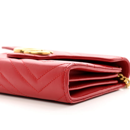 Gucci Calfskin Matelasse GG Marmont Chain Wallet Hibiscus Red 10 of 10
