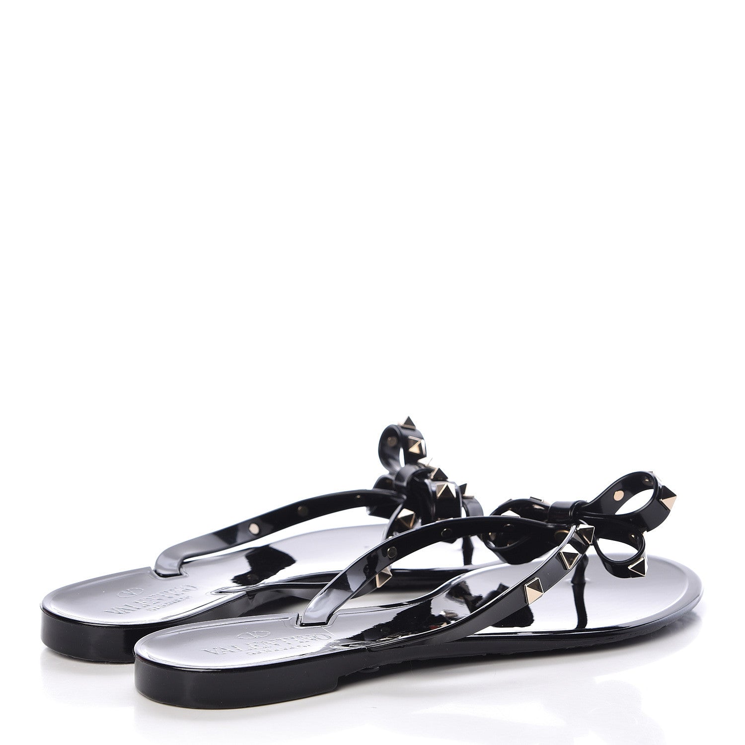 Valentino Garavani PVC Jelly Rockstud Bow Thong Sandals 41 Black 4 of 10