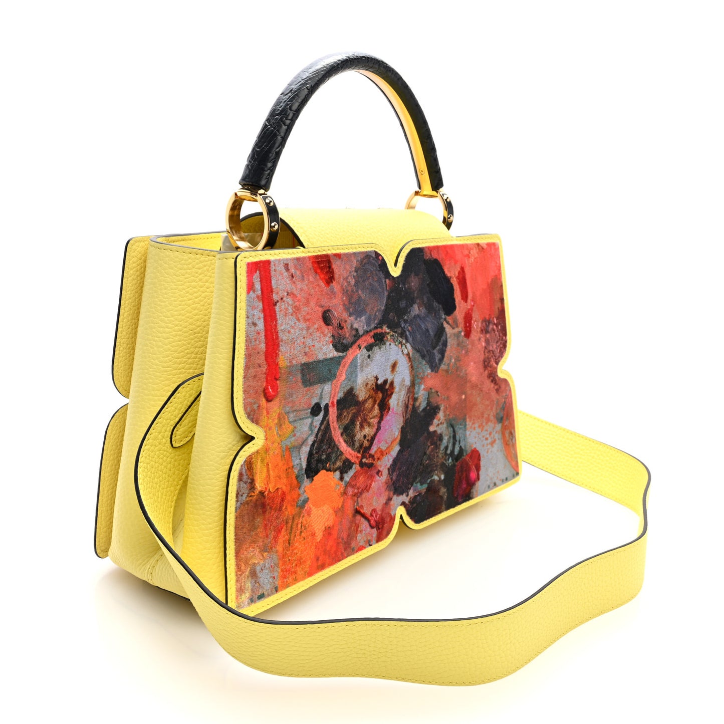 Taurillon Embroidered Tenderness Capucines MM Yellow Multicolor