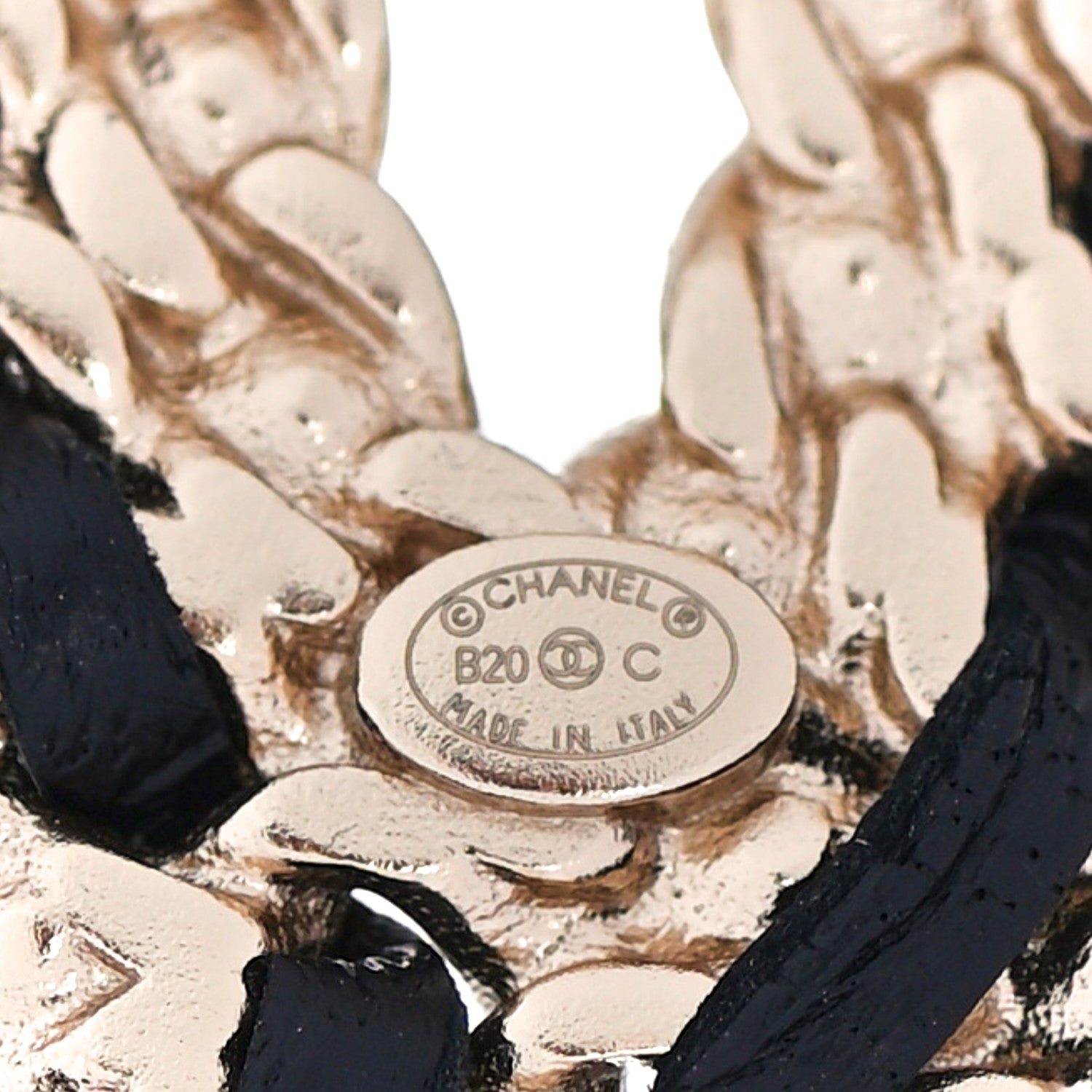 Chanel Lambskin Crystal Vintage Allure CC Chain Brooch Black Gold 4 of 4