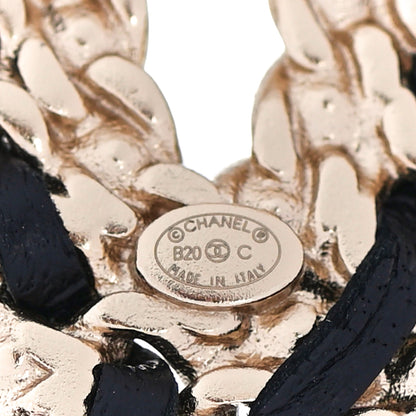 Chanel Lambskin Crystal Vintage Allure CC Chain Brooch Black Gold 4 of 4