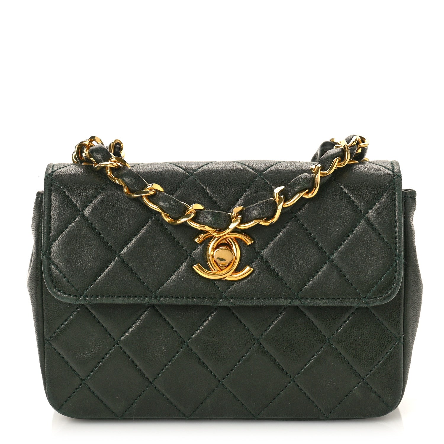 Chanel Lambskin Quilted Extra Mini Square Flap Green 1 of 10