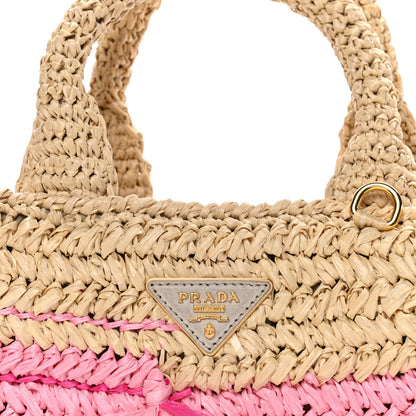 Prada Raffia Woven Tote Naturale Rosa 6 of 9