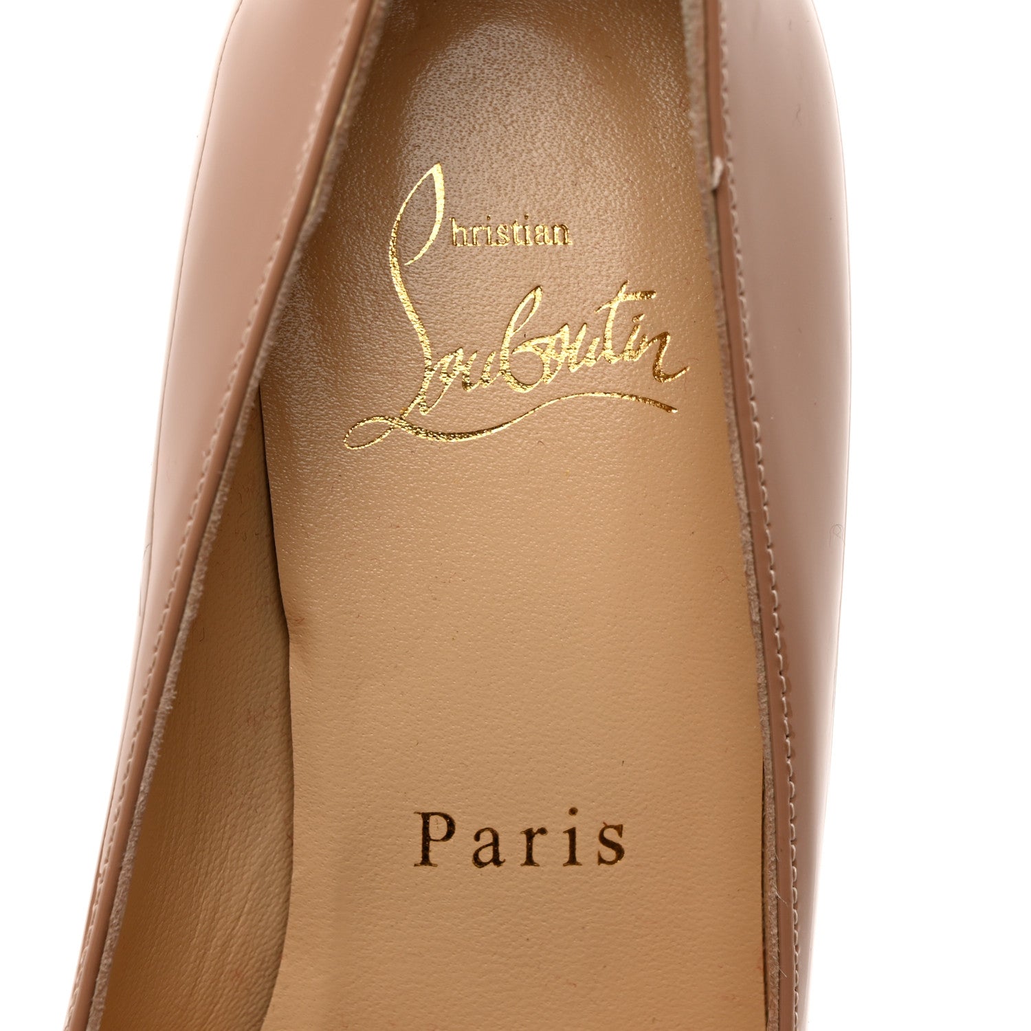 Christian Louboutin Patent Lady Peep 150 Pumps 35 Nude 6 of 8