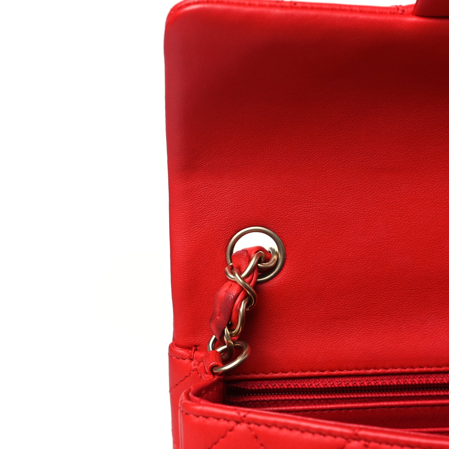 Lambskin Quilted Mini Rectangular Flap Red