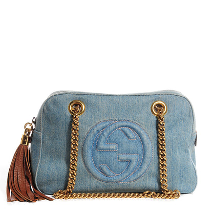 Gucci Denim Small Soho Bowler Blue 1 of 9