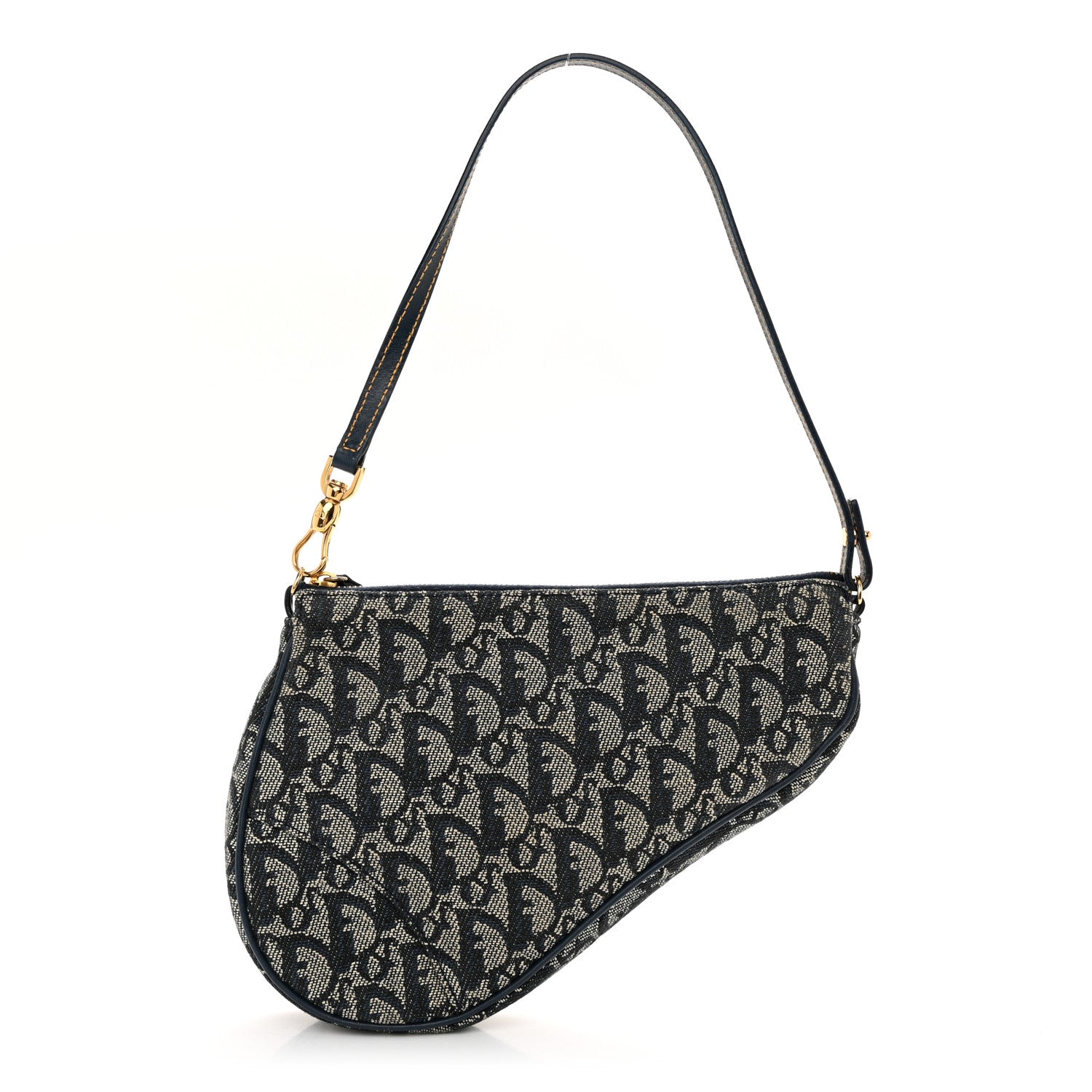 Christian Dior Monogram Mini Saddle Pochette Navy 1 of 11