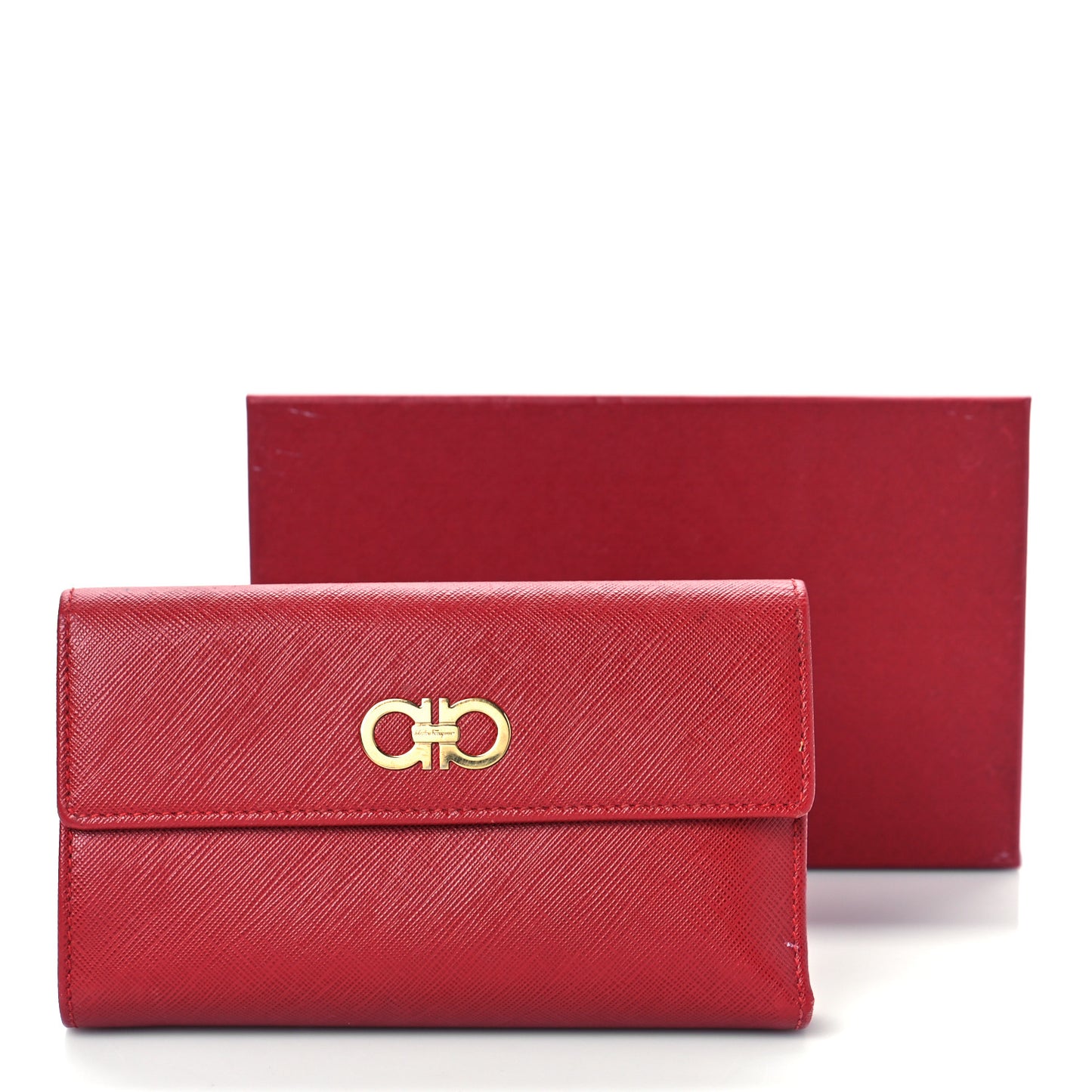 Grained Calfskin Wallet Red