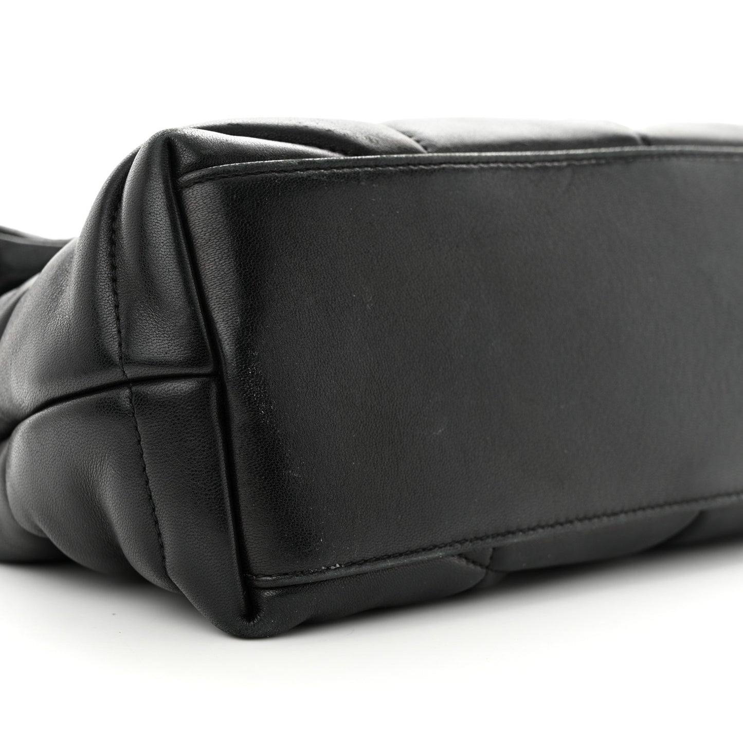 Lambskin Quilted Small Loulou Puffer Monogram Chain Satchel Black
