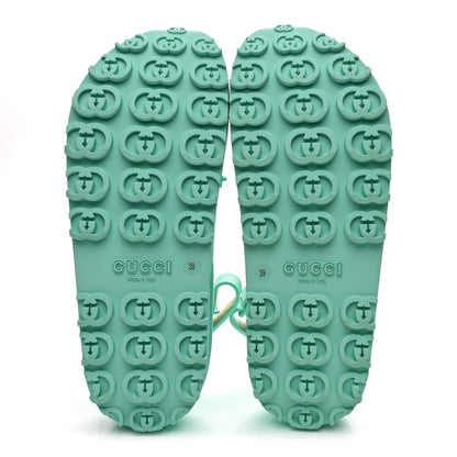 Gucci Soft Rubber Horsebit Womens Slingback Sandals 39 Teal Cyan 6 of 9
