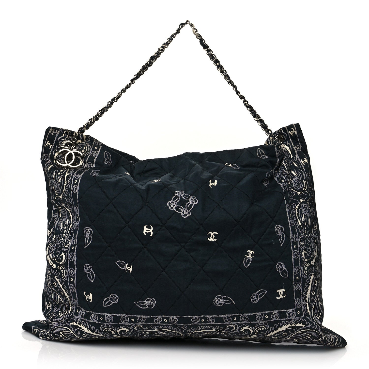 Chanel Cotton Quilted XXL Bandana Shopping Tote Blue 1 of 11