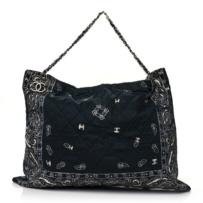 Chanel Cotton Quilted XXL Bandana Shopping Tote Blue 1 of 11