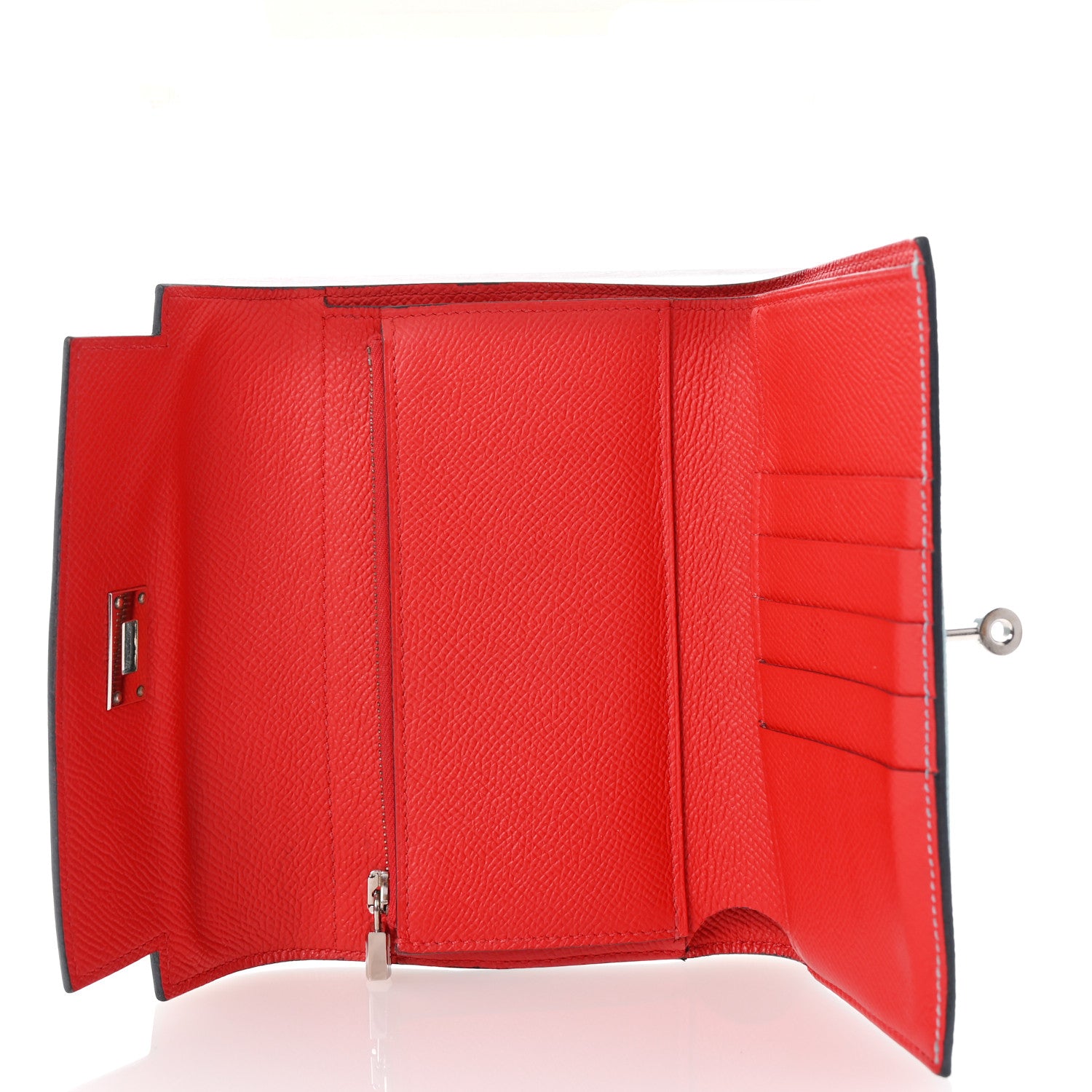 Hermes Epsom Verso Medium Kelly Wallet Bleu Du Nord Rouge De Coeur 5 of 8