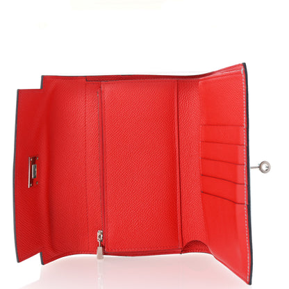 Hermes Epsom Verso Medium Kelly Wallet Bleu Du Nord Rouge De Coeur 5 of 8