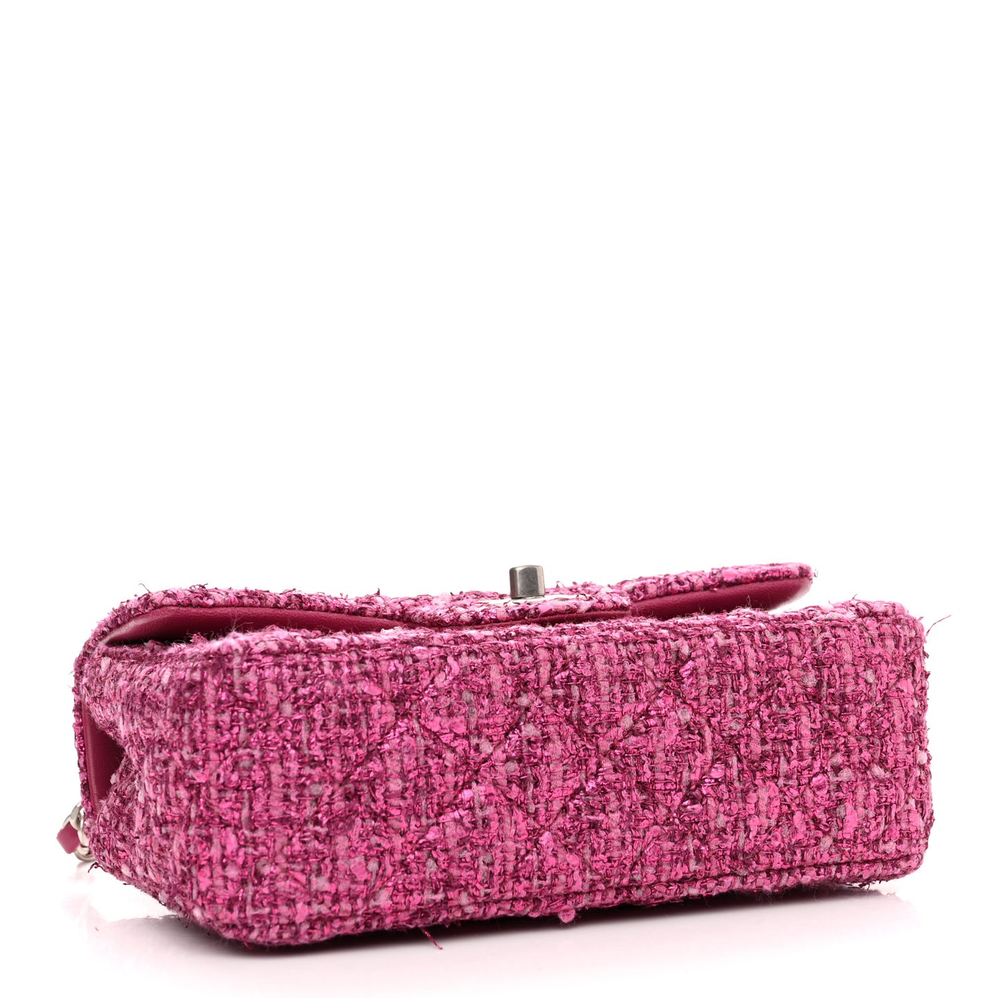 Metallic Tweed Quilted Mini Rectangular Flap Pink