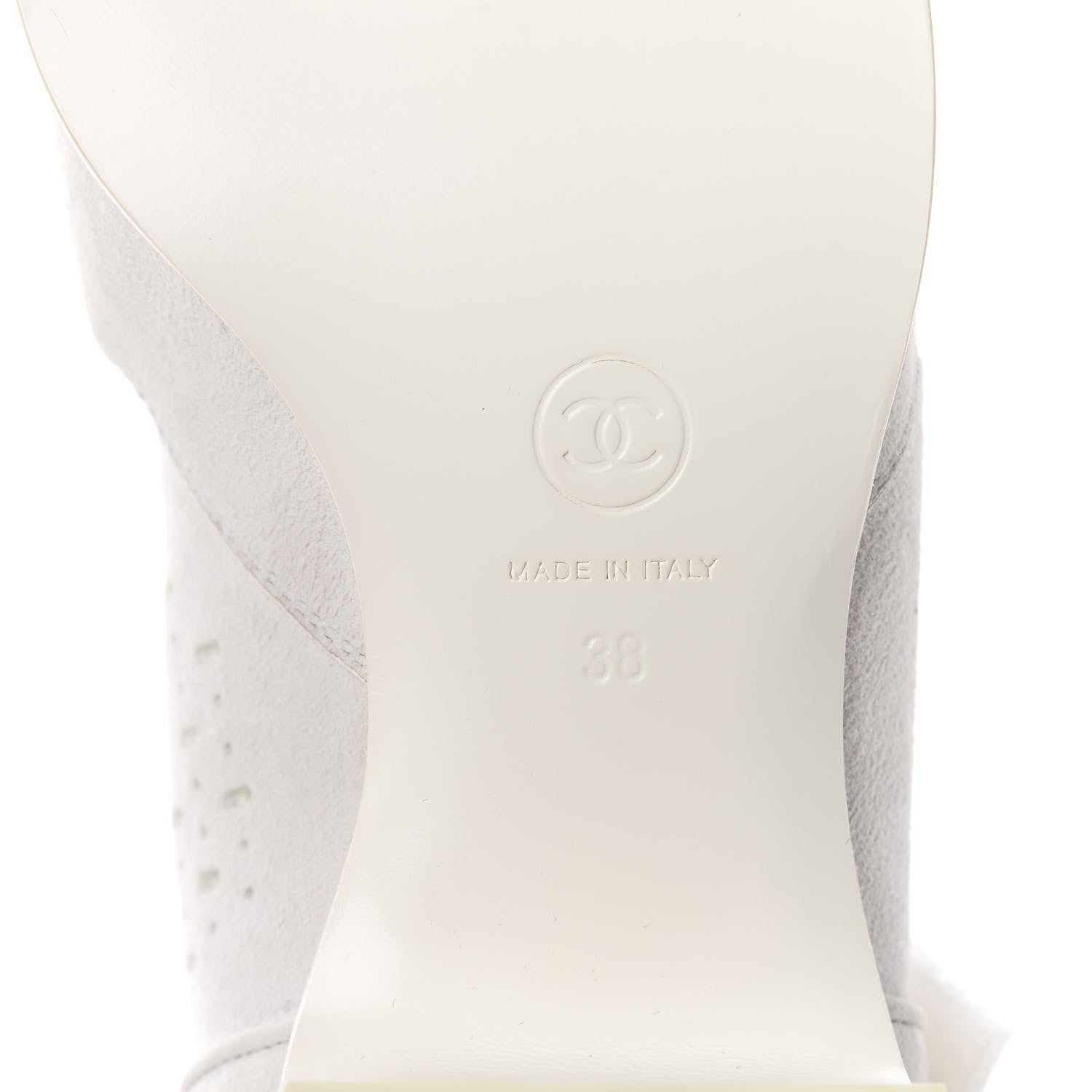 Chanel Suede Perforated Velcro Ankle Boots 38 White 7 of 10