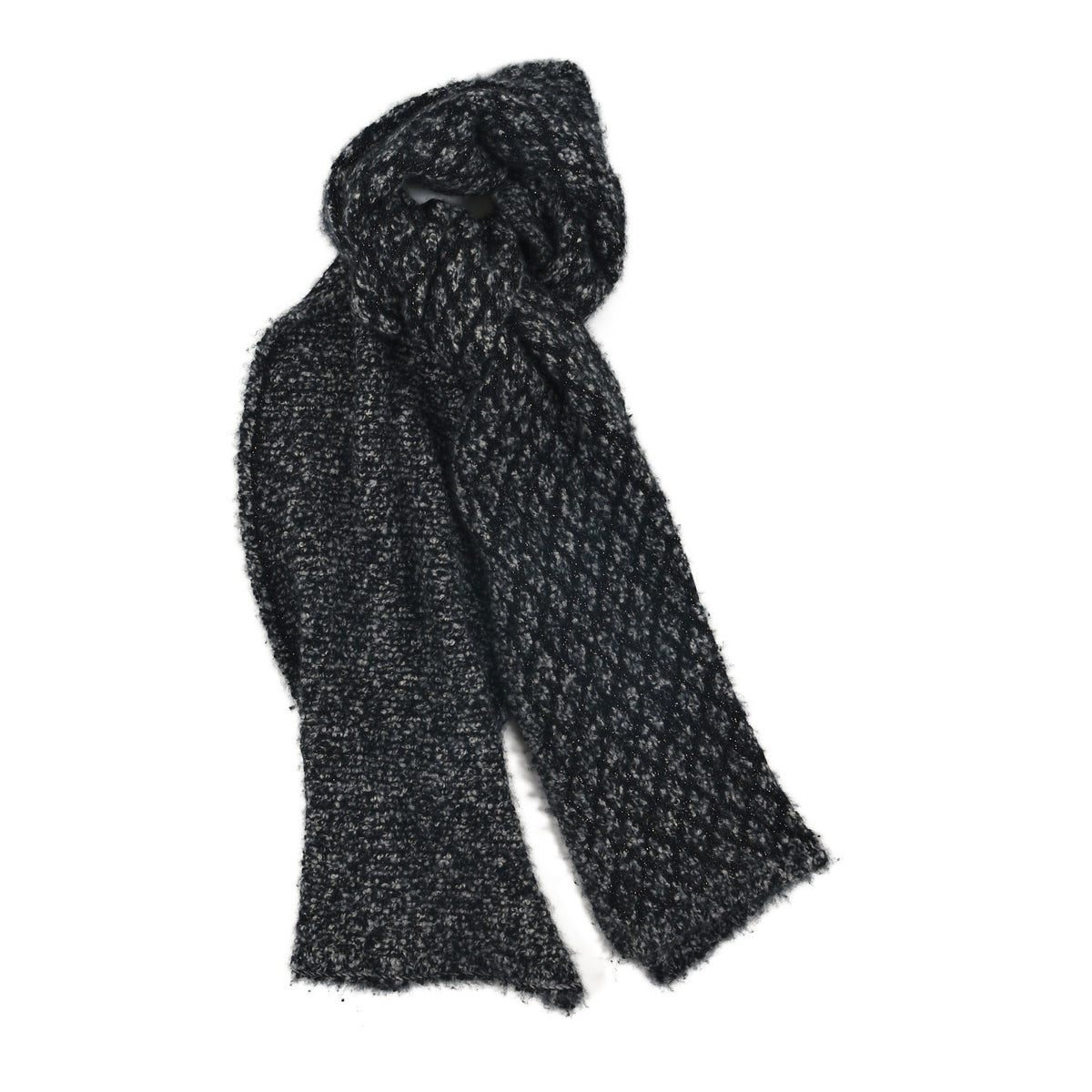 Chanel Cashmere Scarf Grey Black 1 of 3