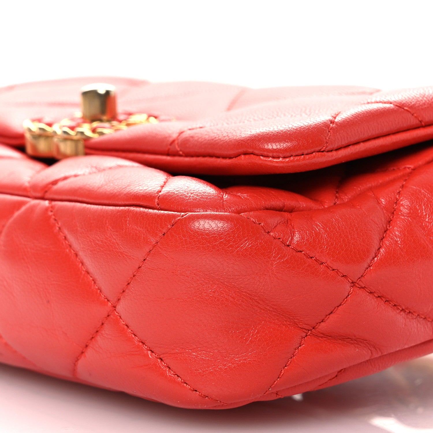 Chanel Lambskin Quilted Chanel 19 Waist Bag Red 10 of 14