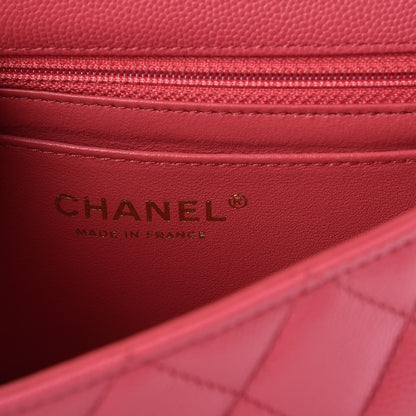 Chanel Caviar Quilted Mini Rectangular Flap Dark Pink 6 of 8