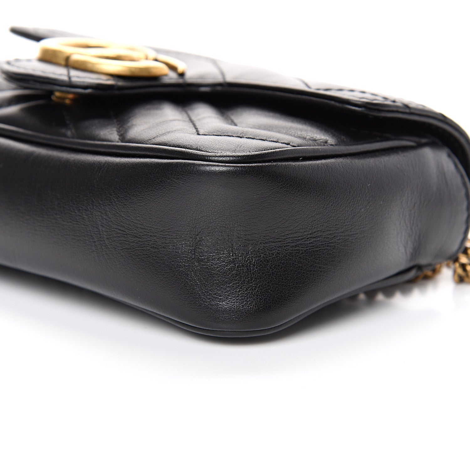 Gucci Calfskin Matelasse Super Mini GG Marmont Shoulder Bag Black 9 of 10
