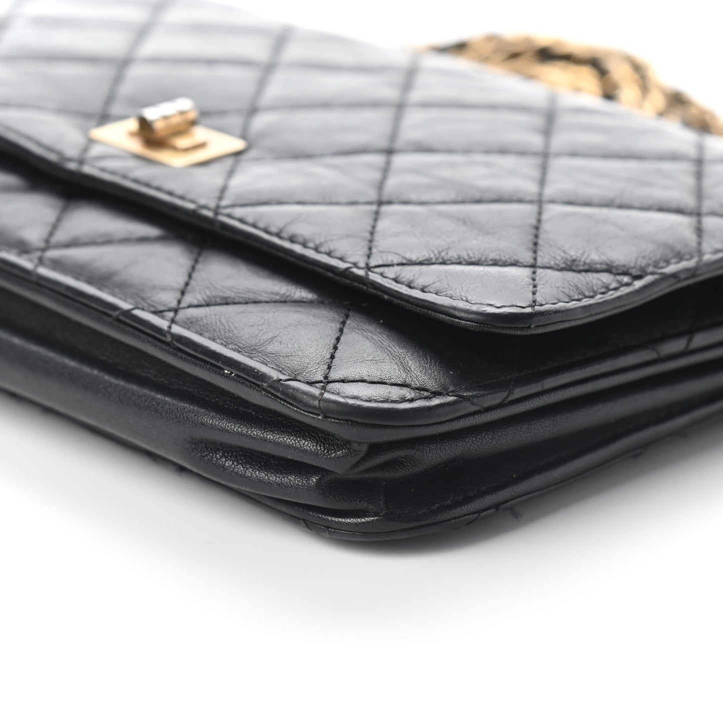 Aged Calfskin Quilted Reissue Wallet On Chain WOC Black