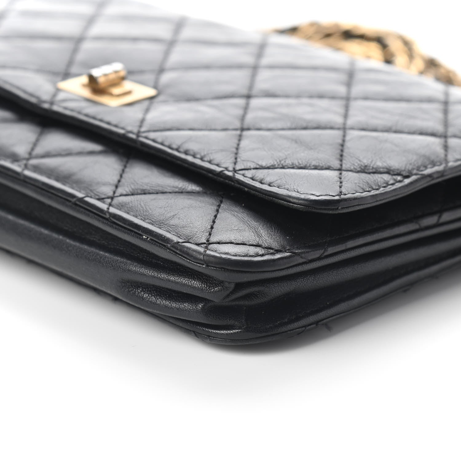 Chanel Aged Calfskin Quilted Reissue Wallet On Chain WOC Black 10 of 10