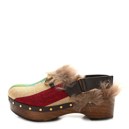 Gucci Canvas 100 Centennial Music Horsebit Amstel Slingback Clogs 36 Multicolor 1 of 8