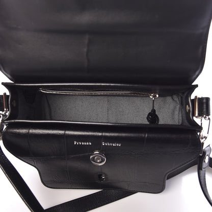Proenza Schouler Calfskin Crocodile Embossed Mini PS11 Classic Shoulder Bag Black 5 of 10