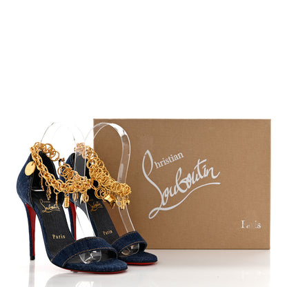 Christian Louboutin Denim Gourmi 100 Sandals 35 Blue Gold 8 of 8