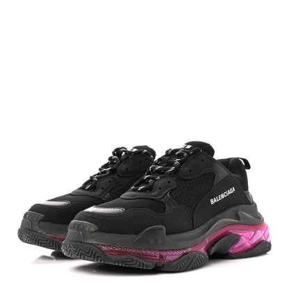 Balenciaga Fabric Mesh Clear Sole Mens Triple S Sneakers 42 Black Pink Neon 3 of 8