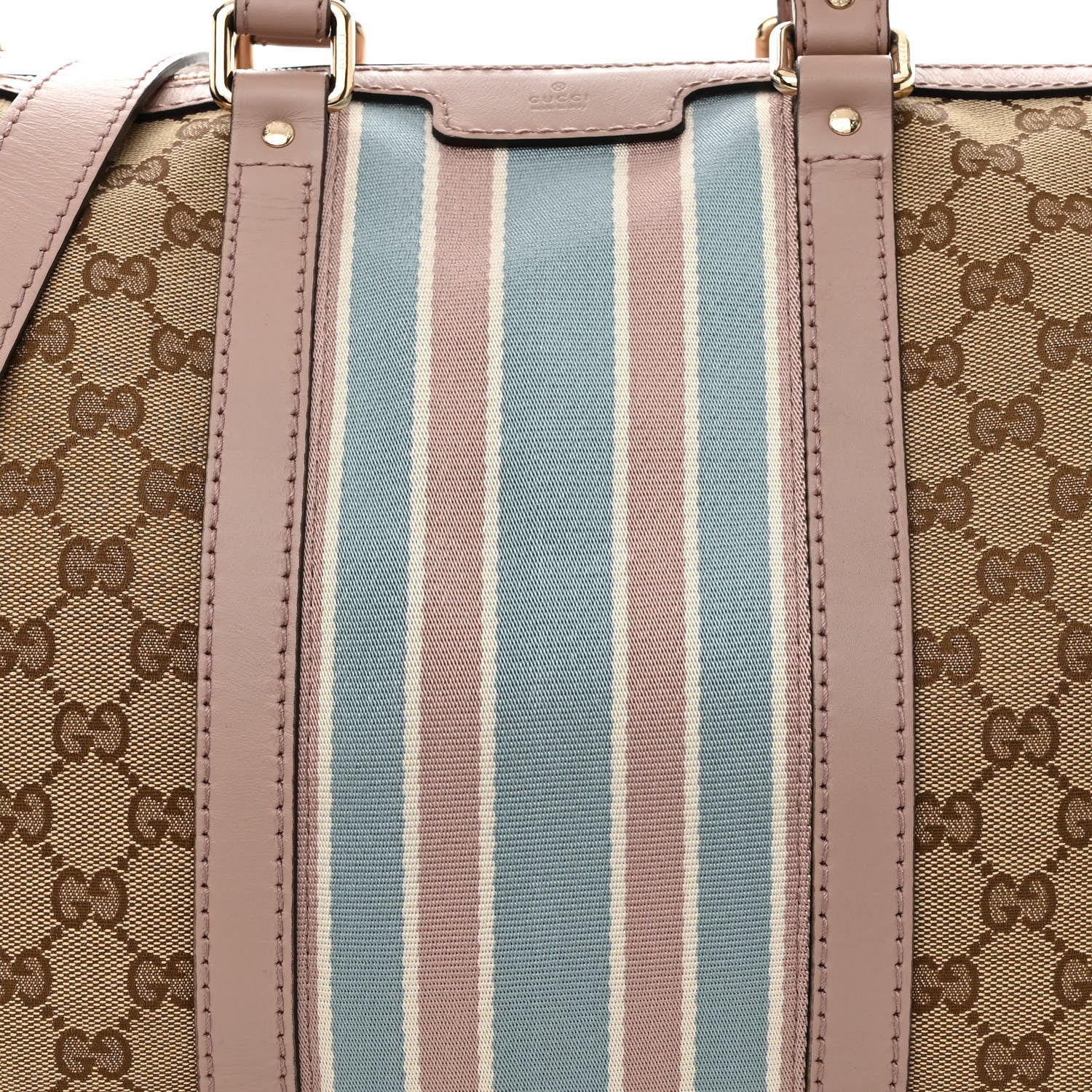 Gucci Monogram Vintage Web Medium Boston Pink Blue 8 of 10