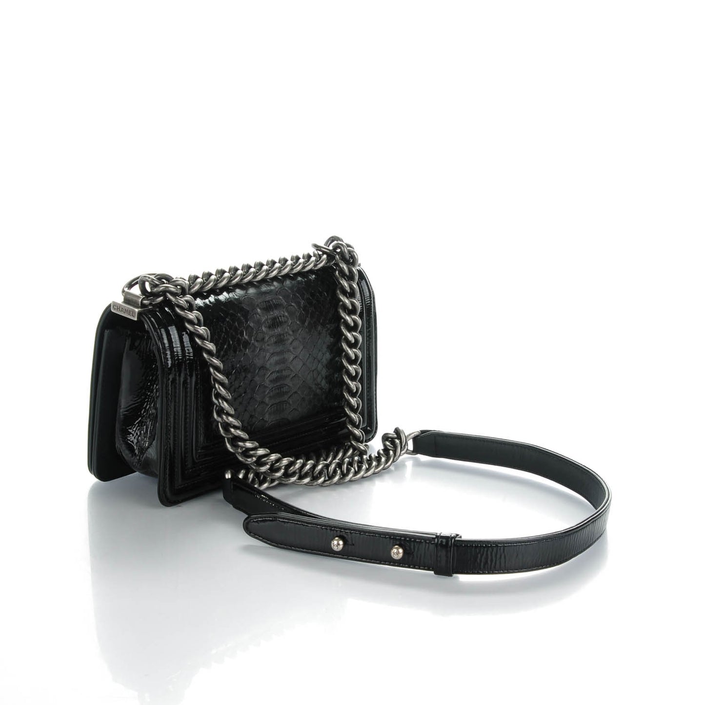 Python Patent Small Boy Flap Black