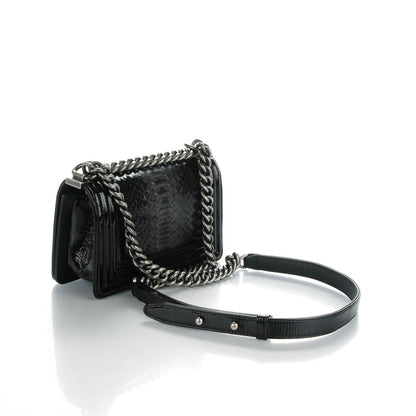 Chanel Python Patent Small Boy Flap Black 3 of 7