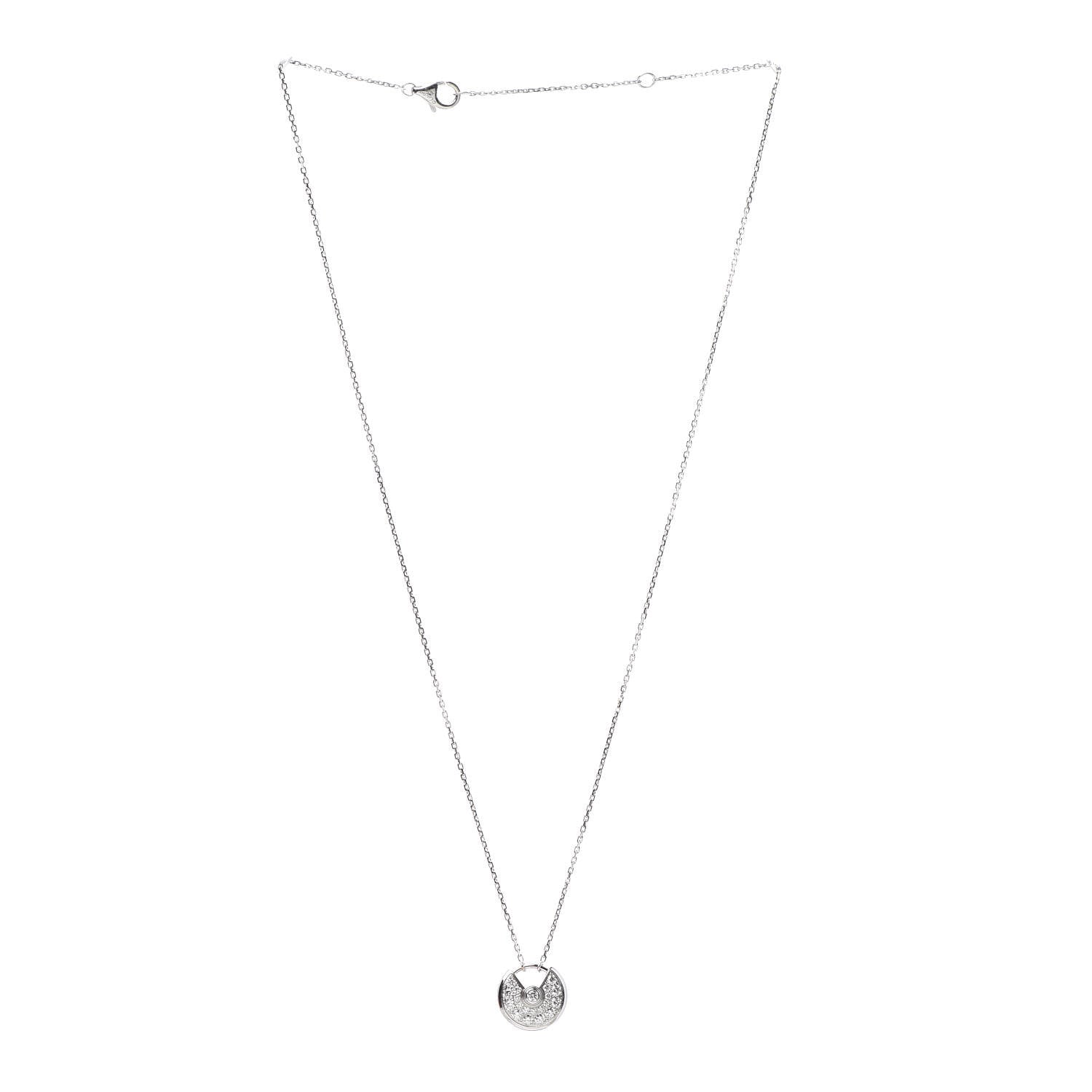 Cartier 18K White Gold Diamond XS Amulette de Pendant Necklace 3 of 5