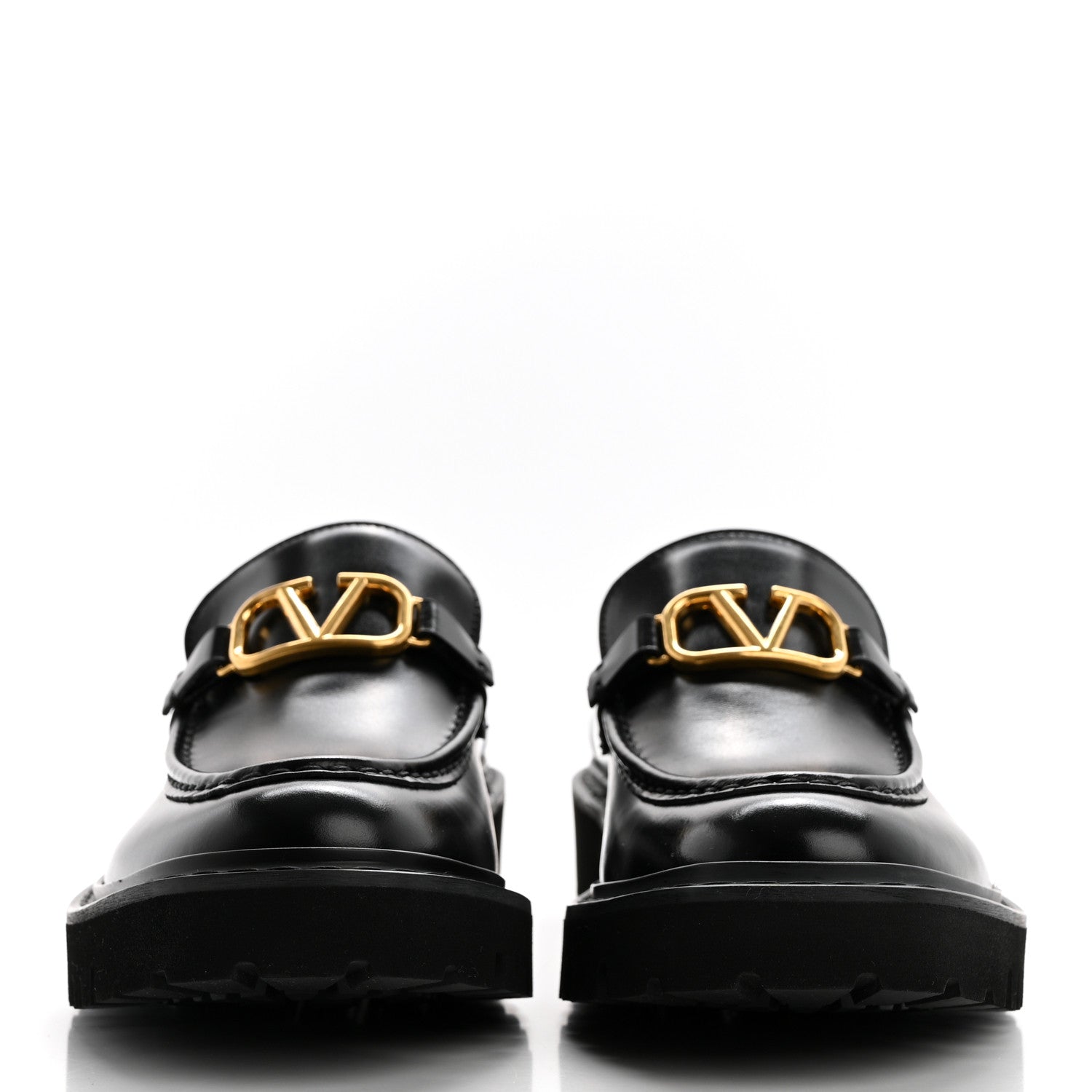 Valentino Garavani Calfskin Vlogo Loafers 37.5 Black 2 of 9