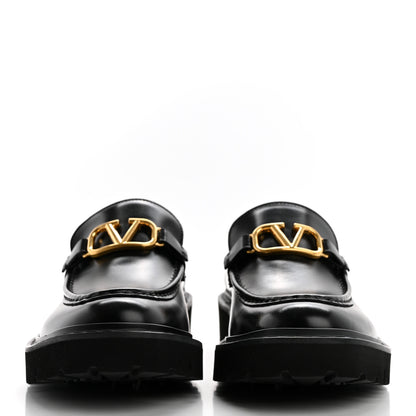 Valentino Garavani Calfskin Vlogo Loafers 37.5 Black 2 of 9