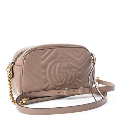 Gucci Calfskin Matelasse Small GG Marmont Chain Shoulder Bag Taupe 3 of 11