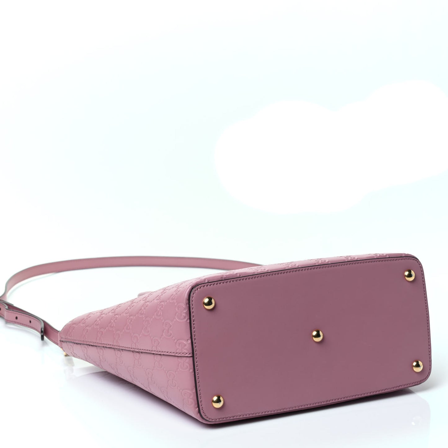 Guccissima Signature Small Zippered Bucket Tote Rose Baby Candy