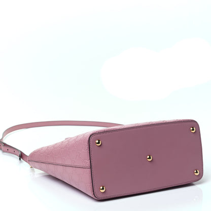 Gucci Guccissima Signature Small Zippered Bucket Tote Rose Baby Candy 3 of 4