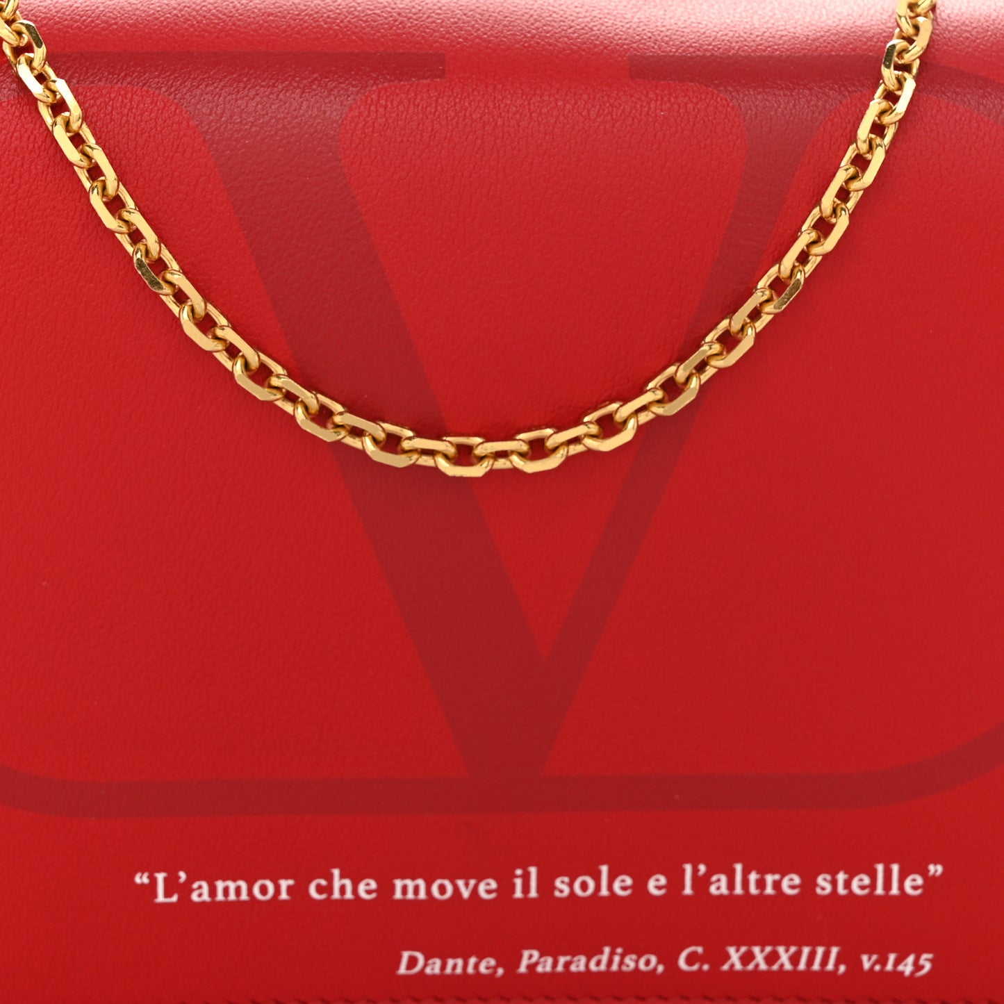 Calfskin Love Lab Go Logo Wallet on Chain Rouge Pur